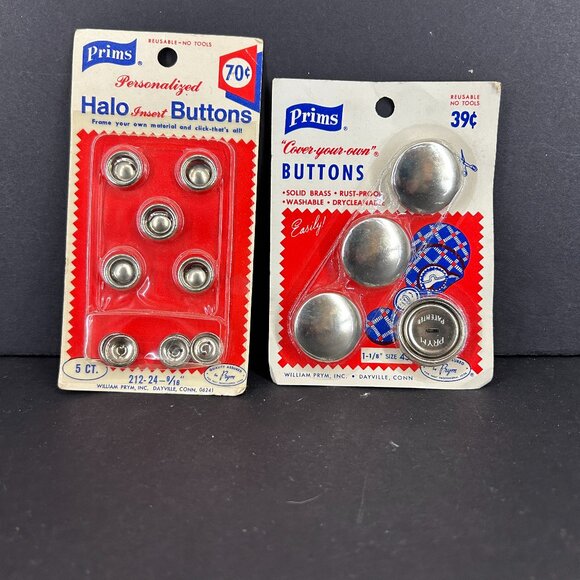 Vintage Prims Halo Insert Buttons and Cover Your Own Buttons Silver Brass - Picture 1 of 8